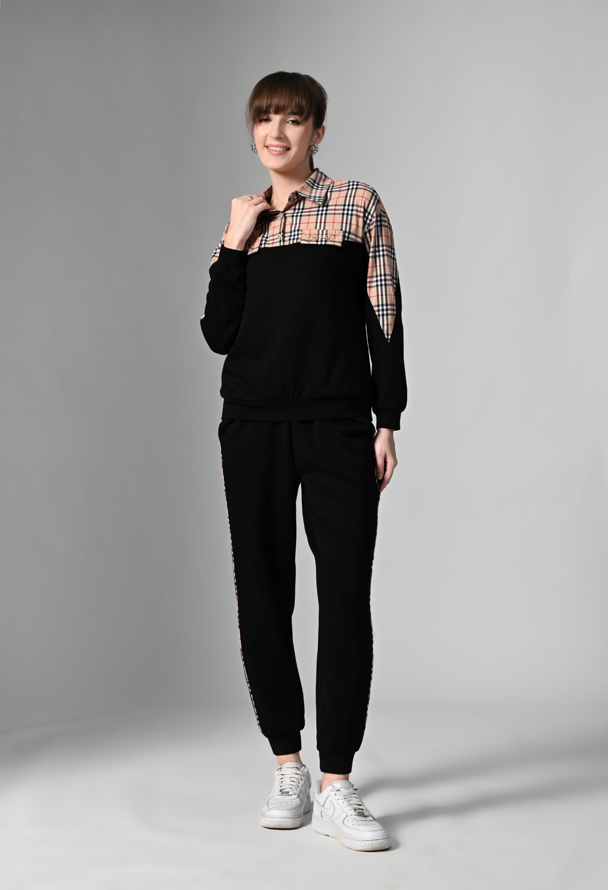 Pankh Norway Luxe High Quality Plaid Tracksuit Travel Coord Set