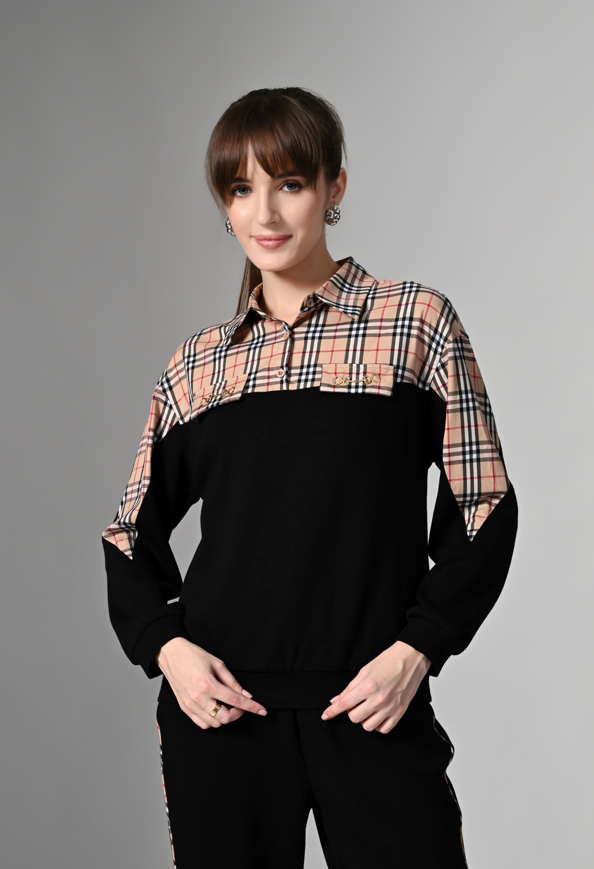 Pankh Norway Luxe High Quality Plaid Tracksuit Travel Coord Set