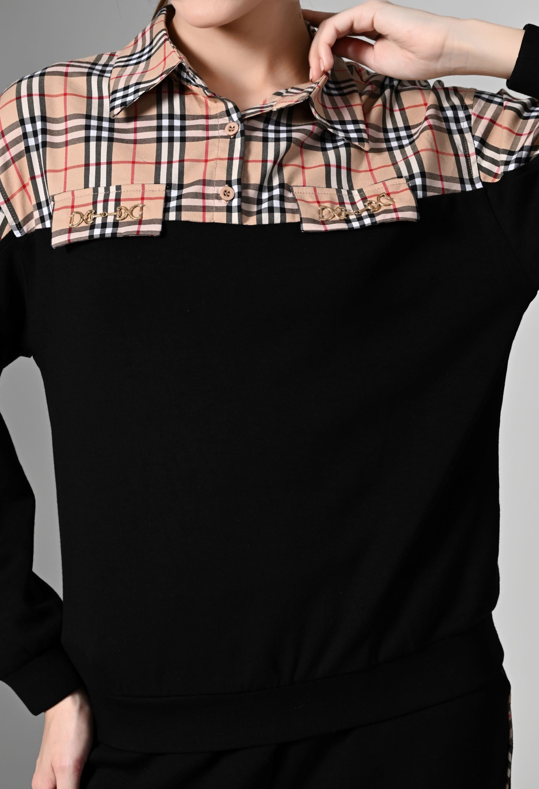 Pankh Norway Luxe High Quality Plaid Tracksuit Travel Coord Set