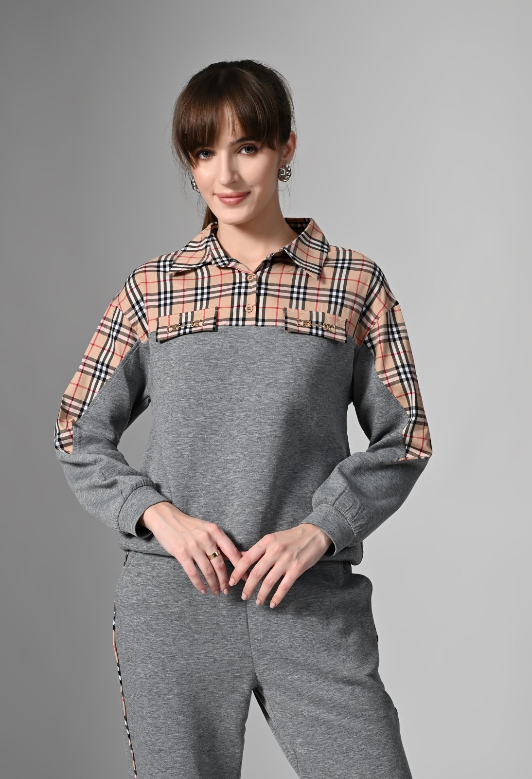 Pankh Norway Luxe High Quality Plaid Tracksuit Travel Coord Set