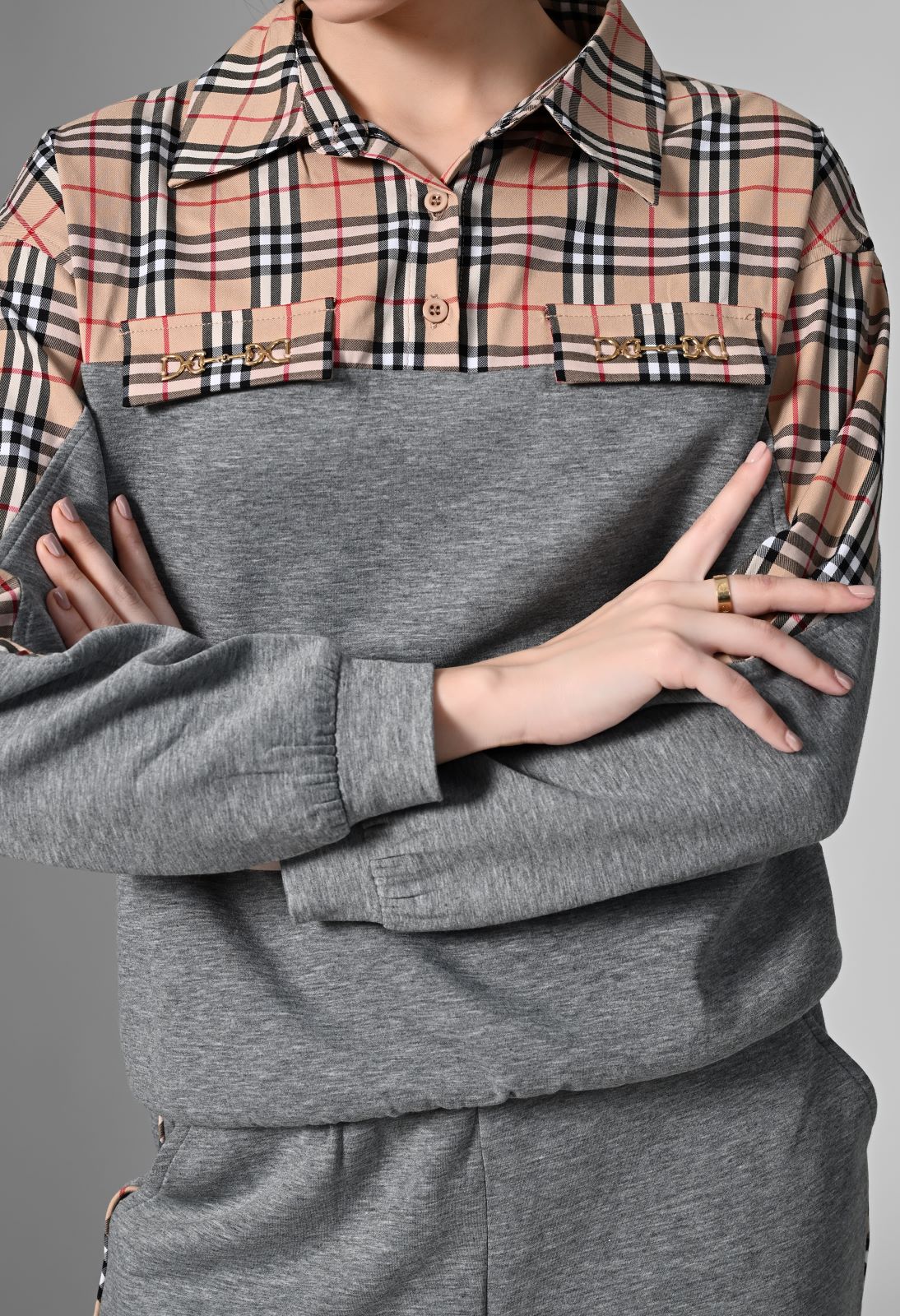 Pankh Norway Luxe High Quality Plaid Tracksuit Travel Coord Set