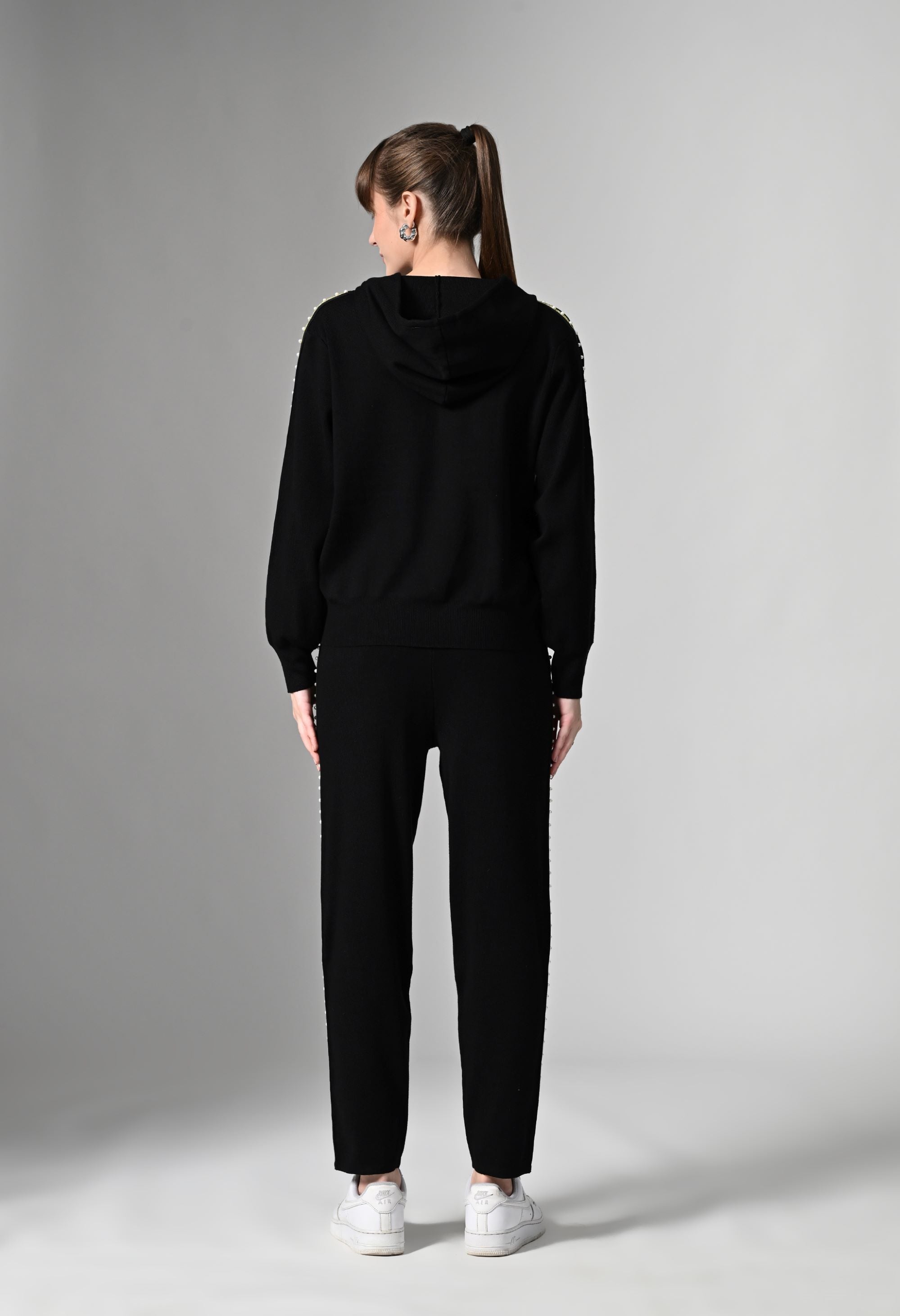 Pankh Glee Pearl Embelished Hoodie & Jogger Coord Set