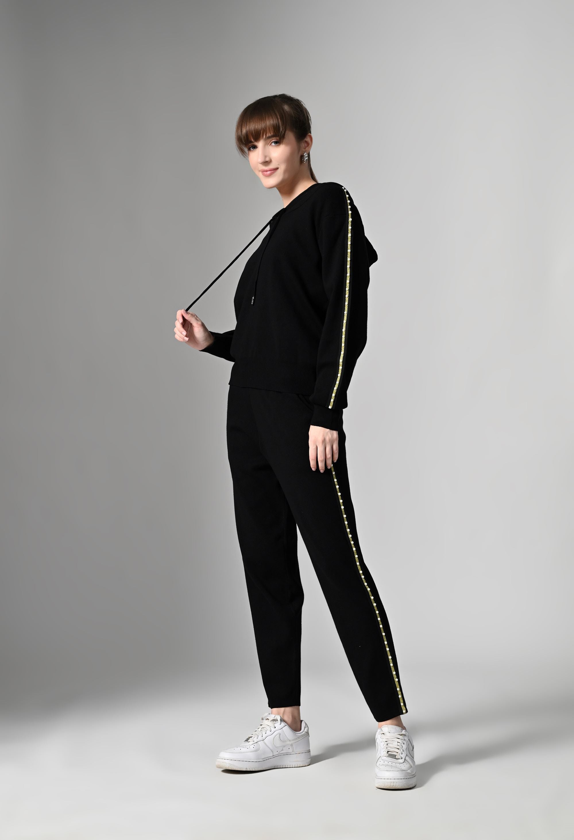 Pankh Glee Pearl Embelished Hoodie & Jogger Coord Set