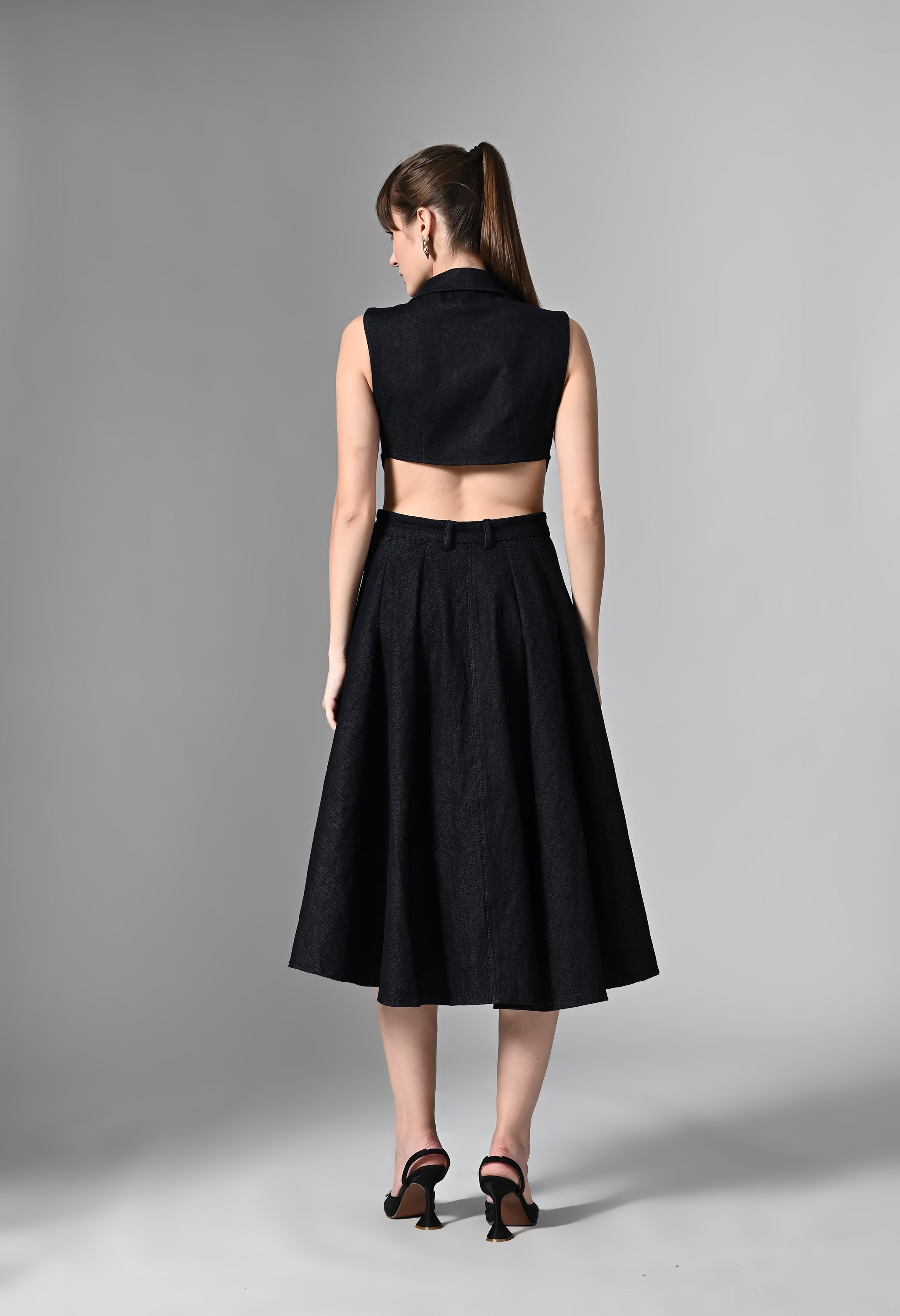 Pankh Lapel Maxi Dress with Face Metal Buttons