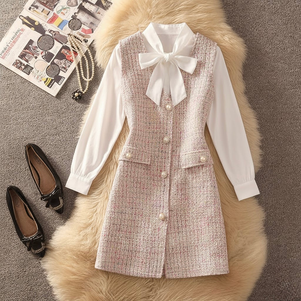 Pankh Siya Elegant Tweed Dress with Shirt Set