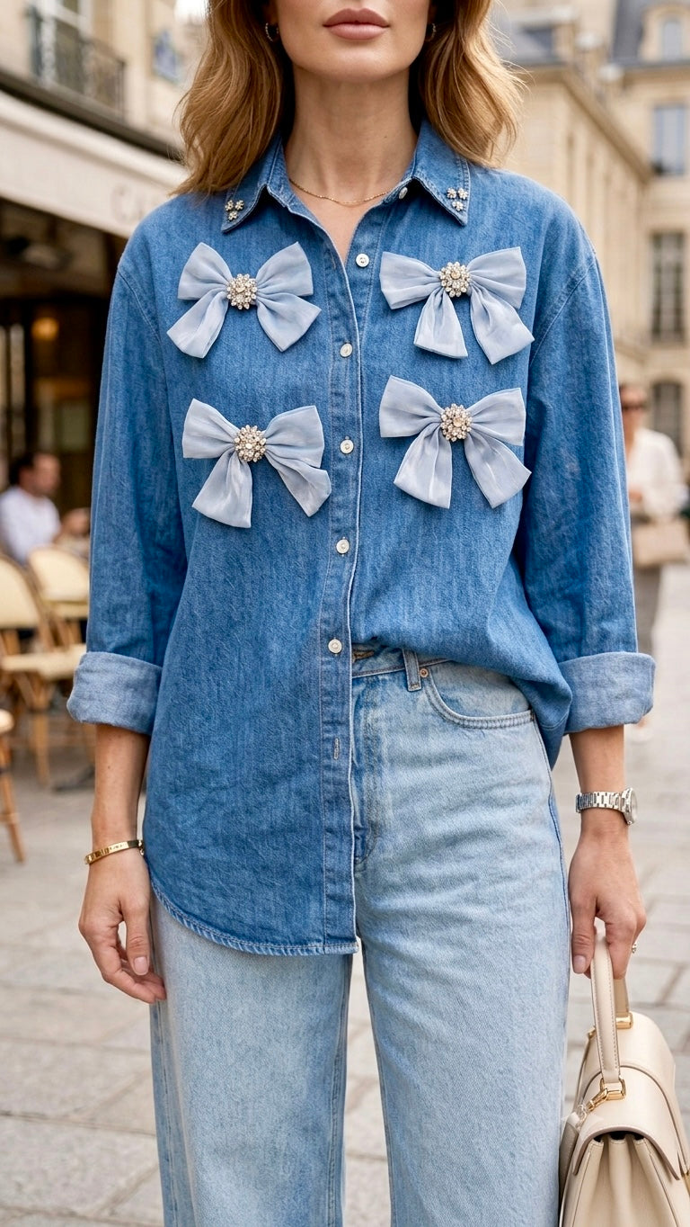 Pankh Ciaga Embelished Oversized Denim Shirt