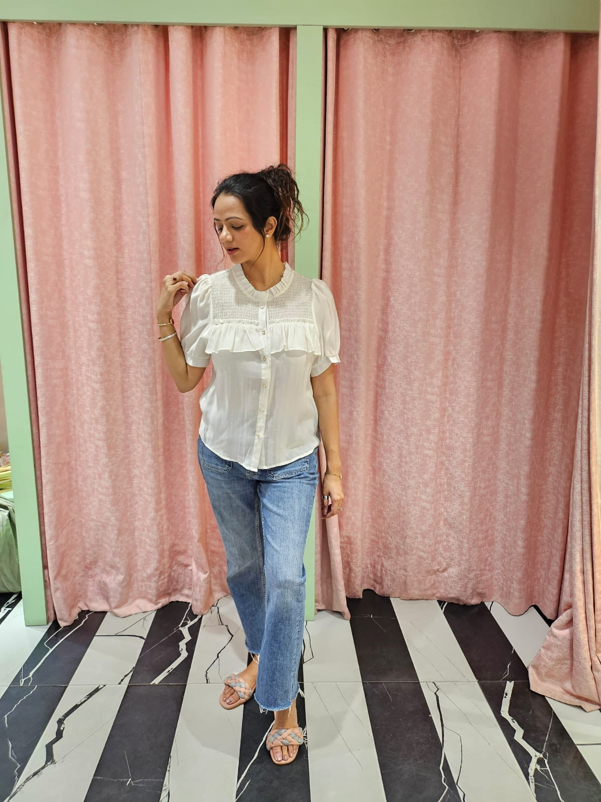 Pankh Luxe Whimsy Summer Silk Linen Shirt Top