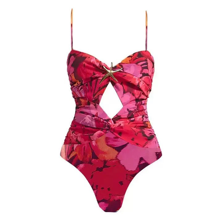 Pankh Cossie Floral Abstract Print Monokini With Skirt Set