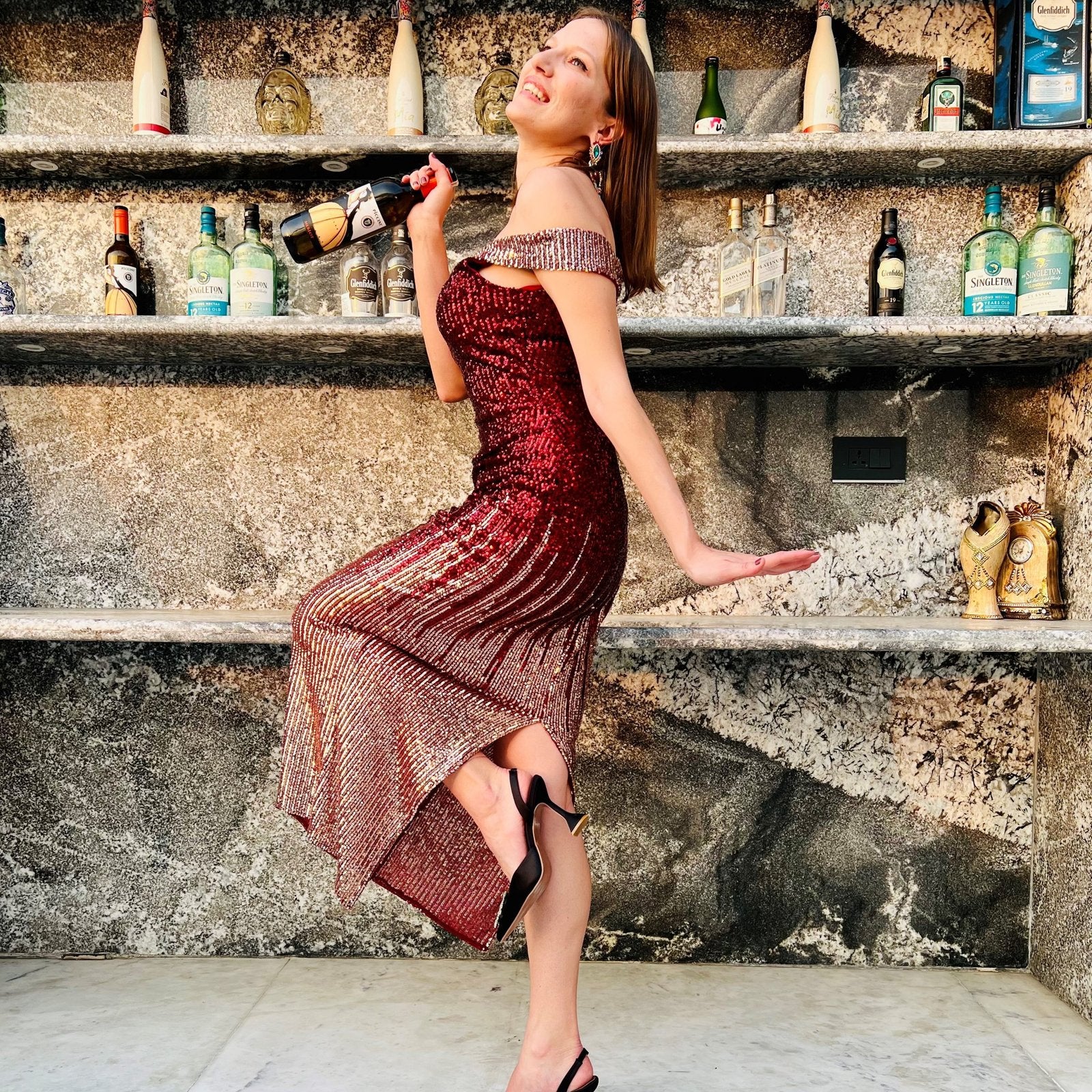 Pankh Pakiza Custom Made Sequin Party Cocktail Maxi Dress