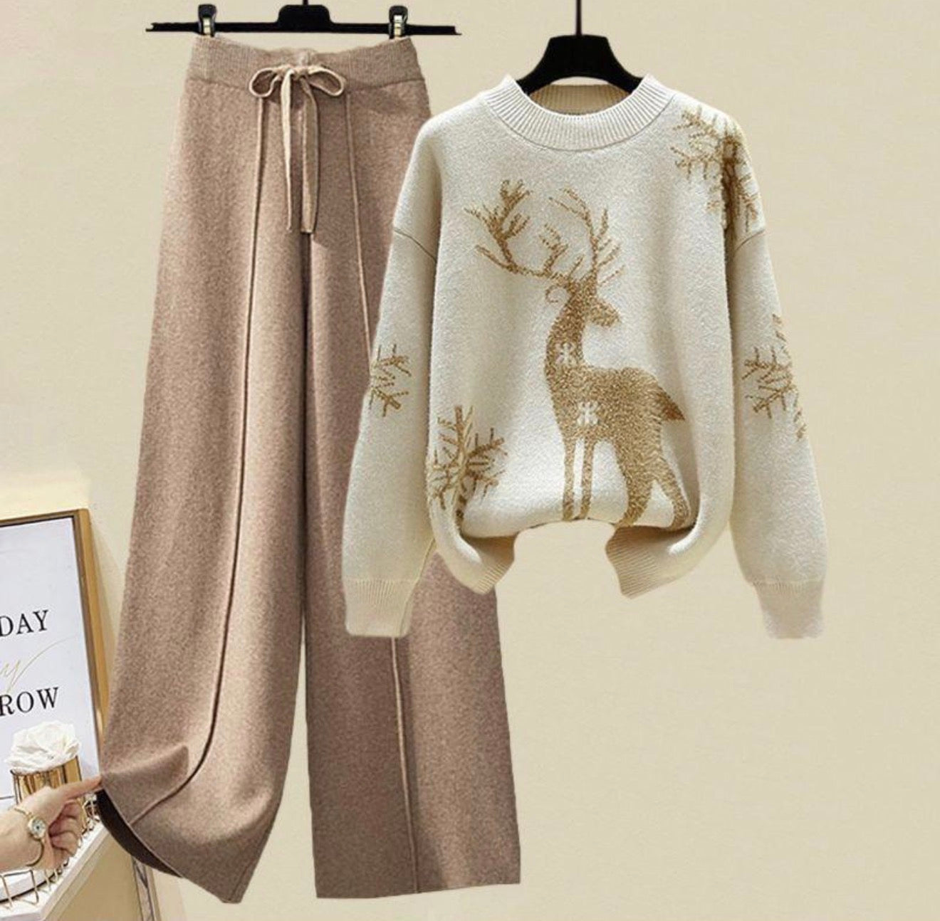 Pankh Reindeer Holiday Woolen Coord Set