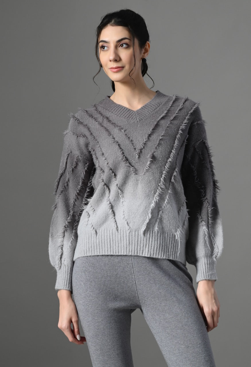 Pankh Luxe Miri Pret Tassel Ombre Sweater and Pant Coord Set