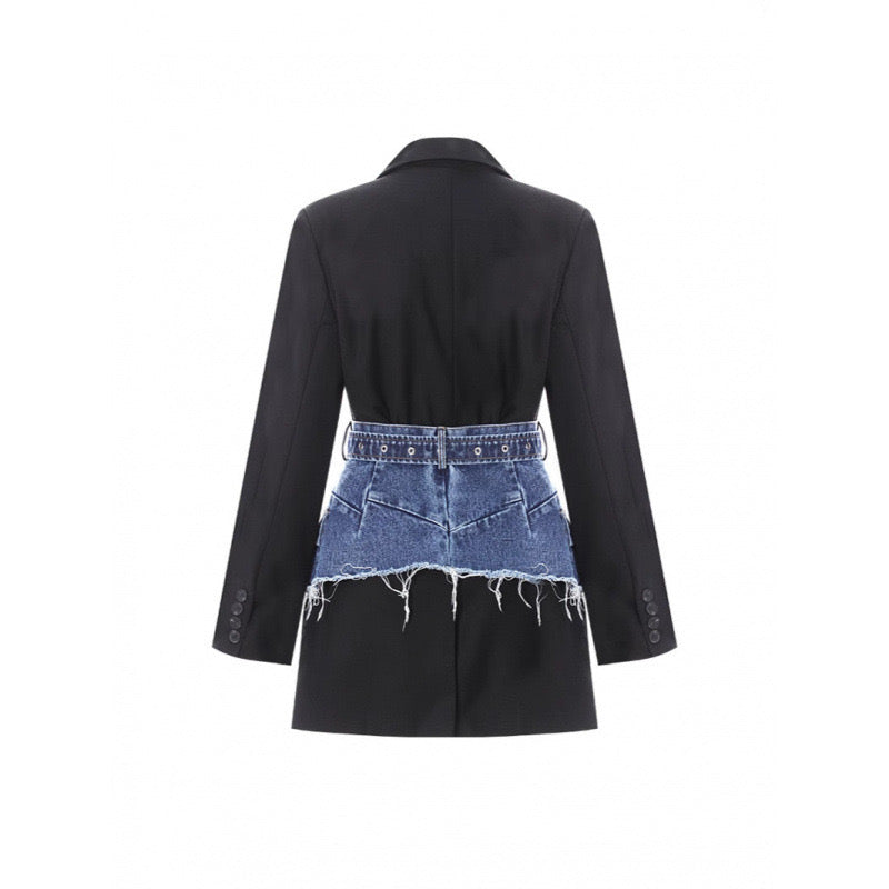 Pankh Maurice Designer Formal Blazer Dress with Denim Belt