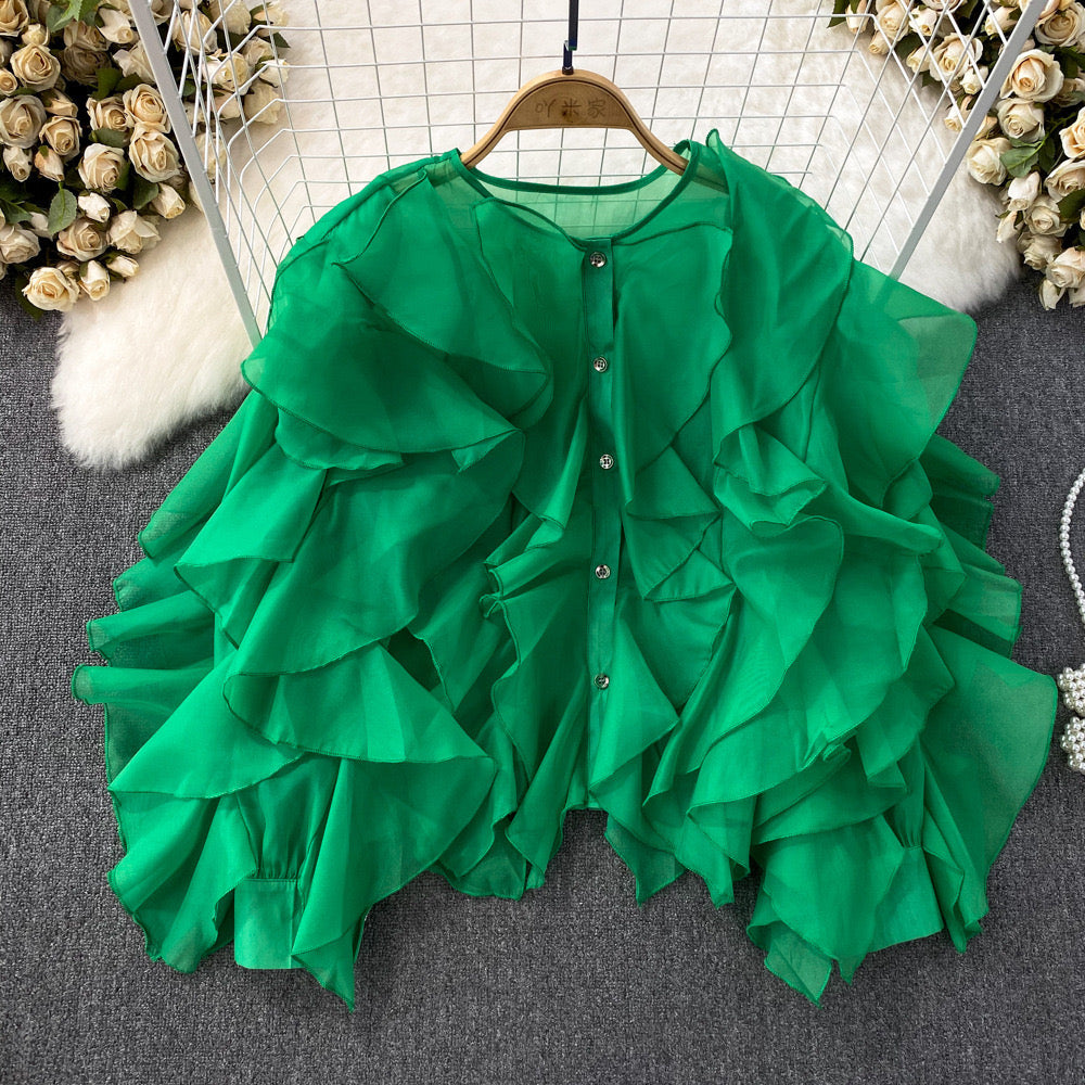 Pankh Sisi Ruffle Organza Shirt Top