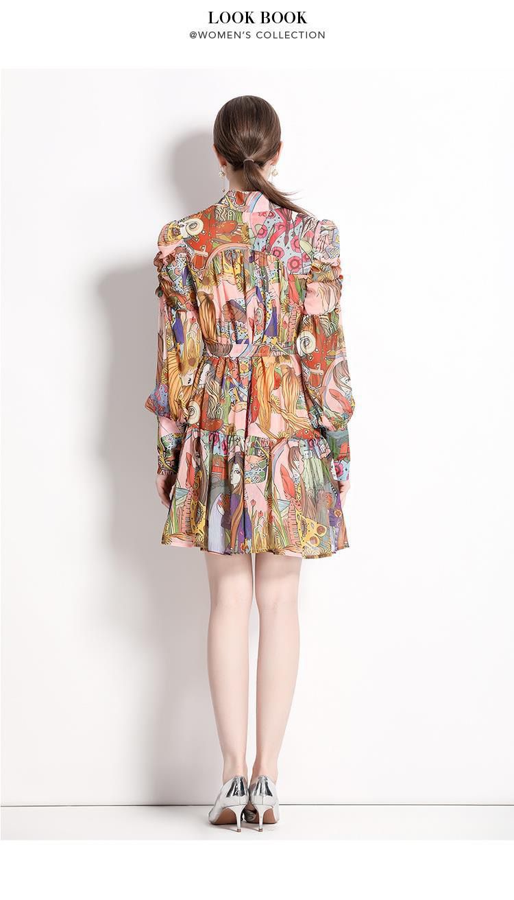Pankh Brynn Chiffon Printed Puff Sleeve Dress