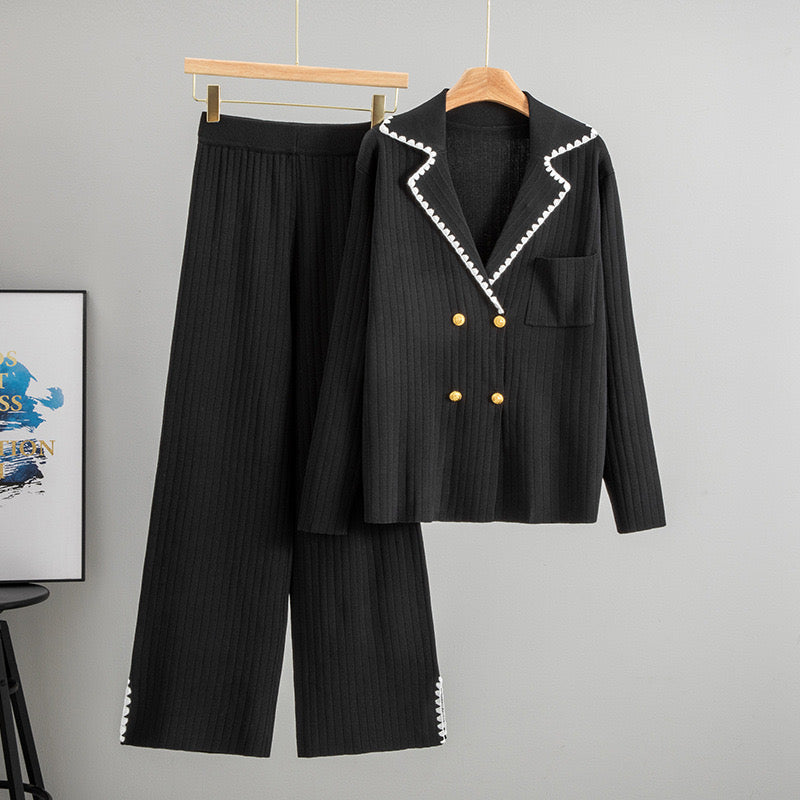 Pankh Lowee Formal Knit Wool Blazer with Brooch and Pant Coord Set