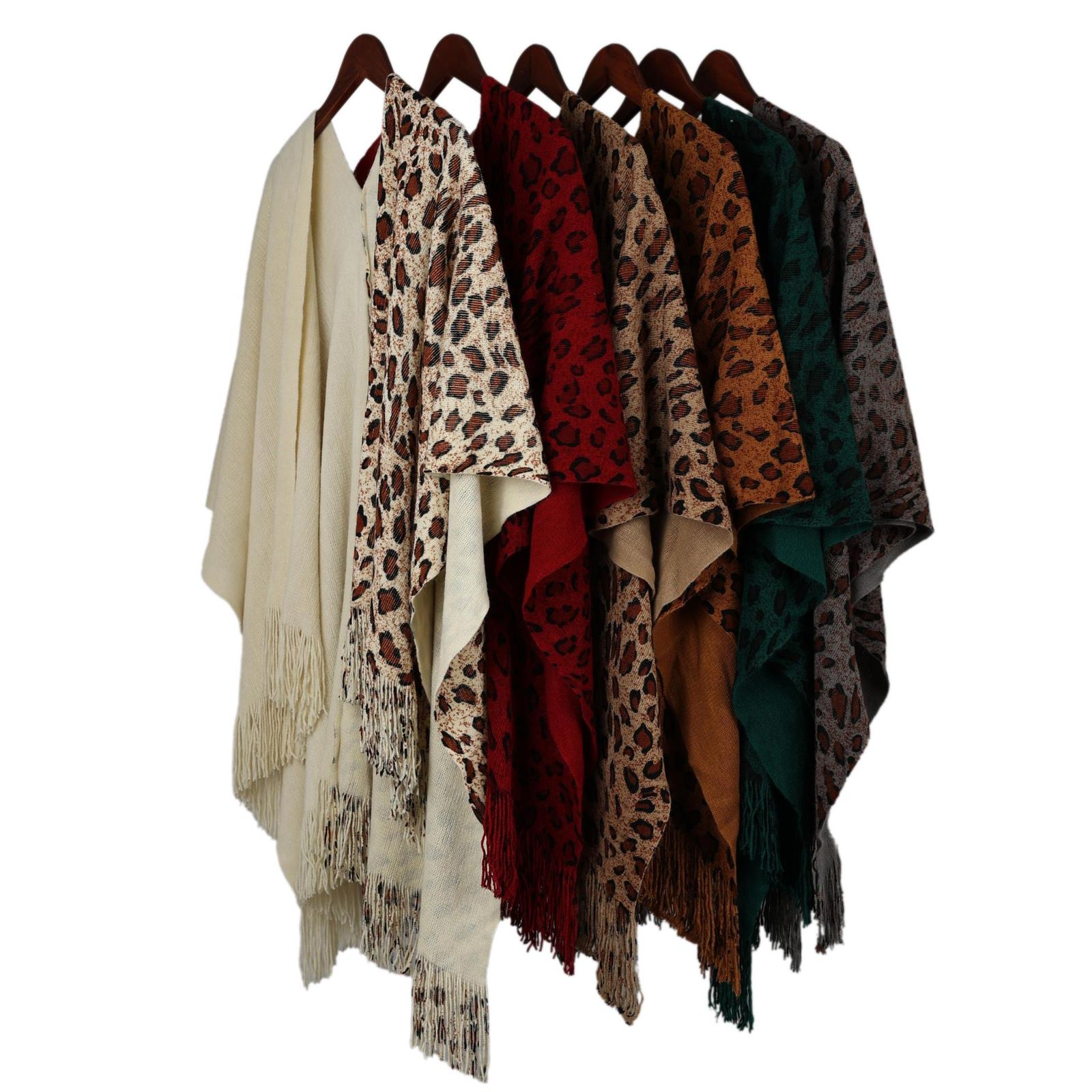 Pankh Calon Half Leopard Wool Print Cape