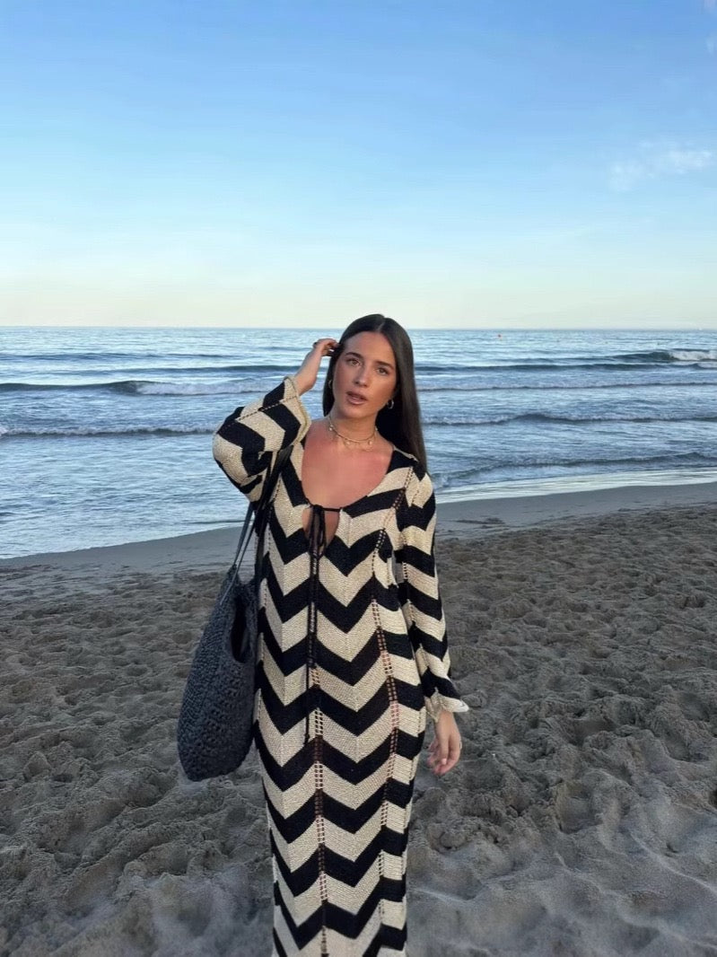 Pankh Hojin Azetic Pattern Crochet Cover Up Resort Dress