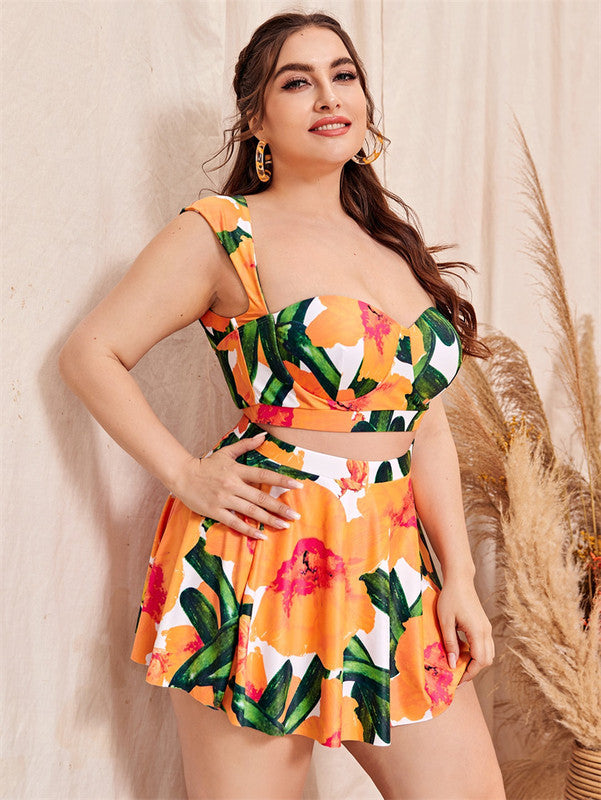 Pankh Bettie Plus Size Padded Bikini, Skirt and Underpant Swimset