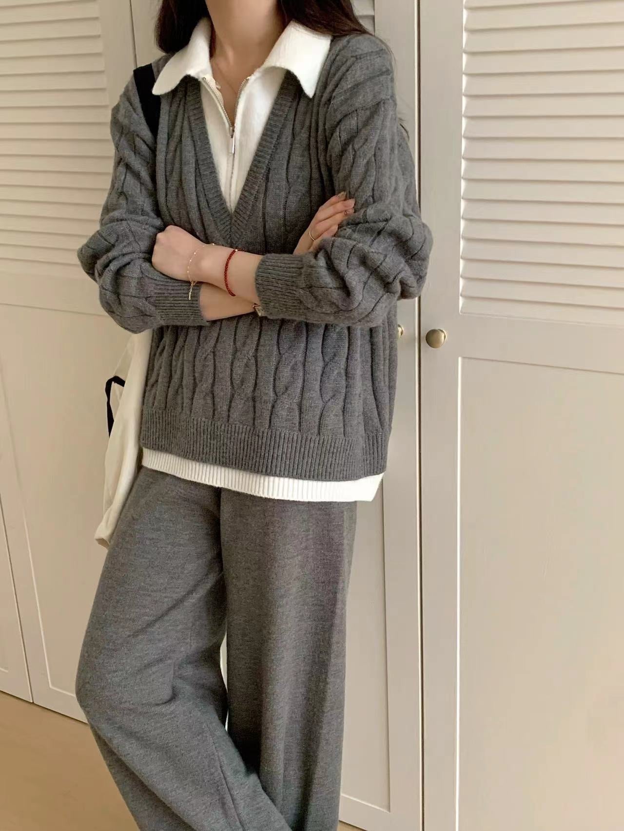 Pankh Lamode Luxe Zipper Woolen Top and Pant Coord Set