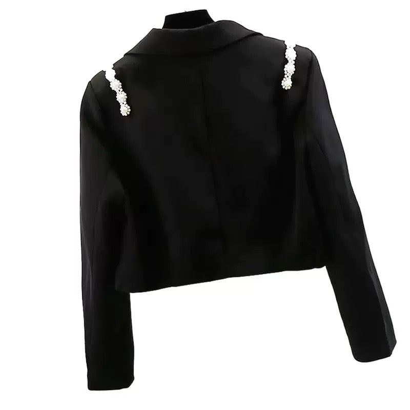 Bristol Bow Embelished Party Wear Cropped Blazer