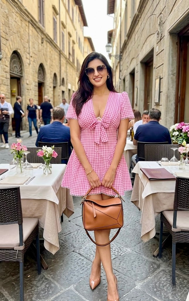 Pankh Sol Cute Flaired Gingham Mini Dress