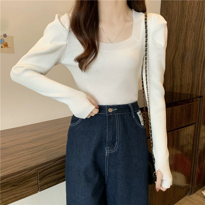 Pankh Wemby Knit Top with Thumbhole Long and Puff Sleeve