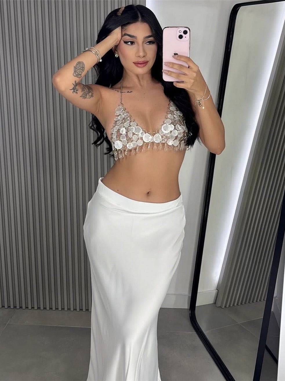 Pankh Biki Coin Shell Bralette Top Accessories