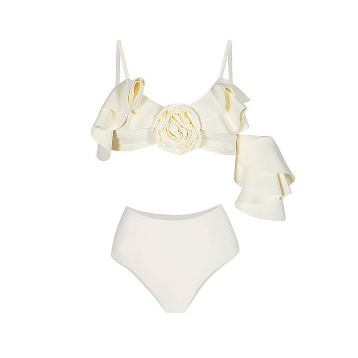 Pankh Afaya Ruffle Bikini and Tie Up Skirt Cover Up Set