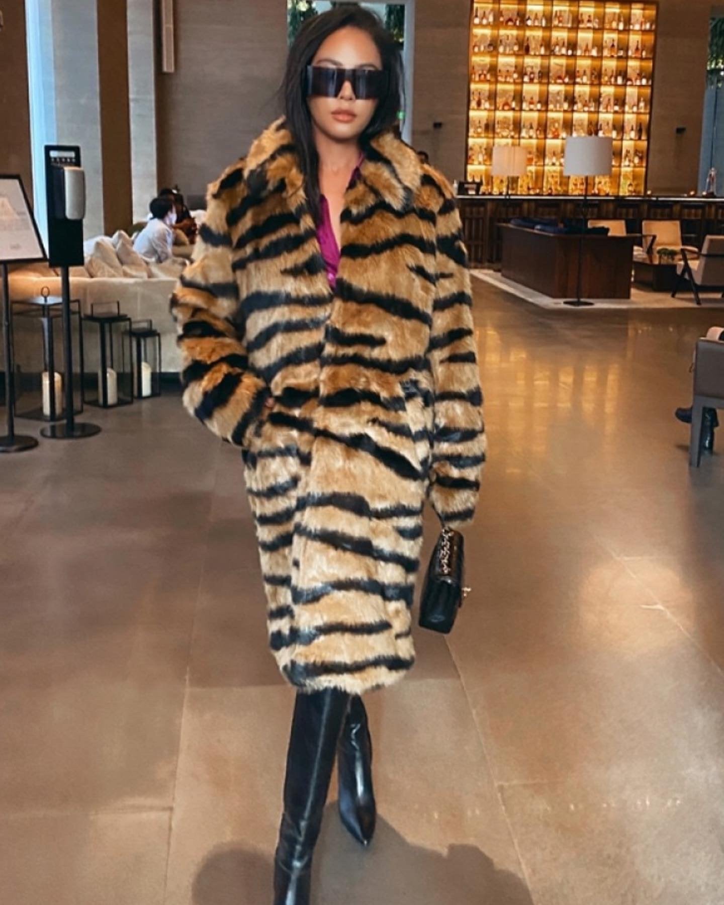 Pankh Sansy Tigeress Fur Long Over Coat