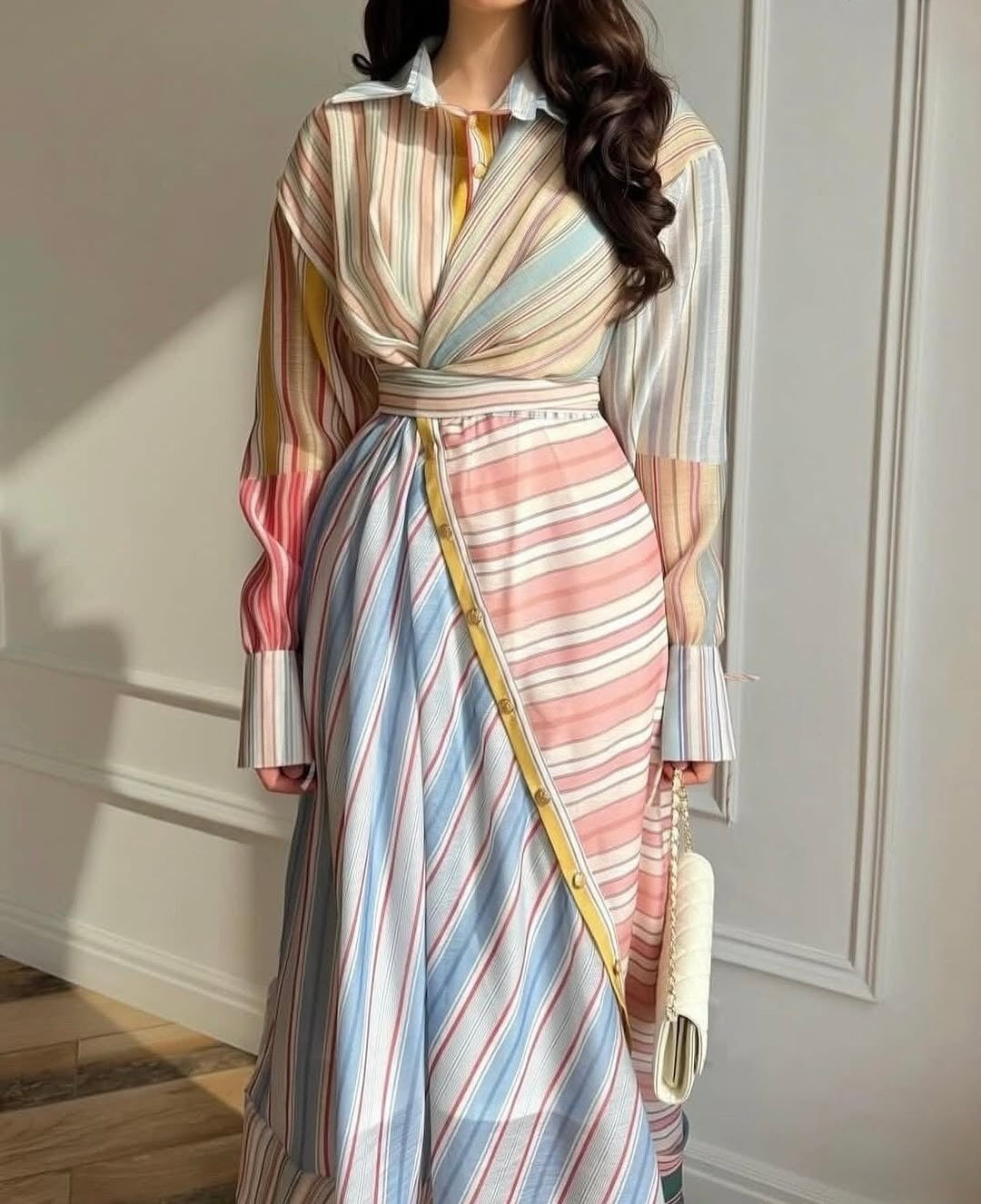 Pankh Jancy Abstract Striped Maxi Dress