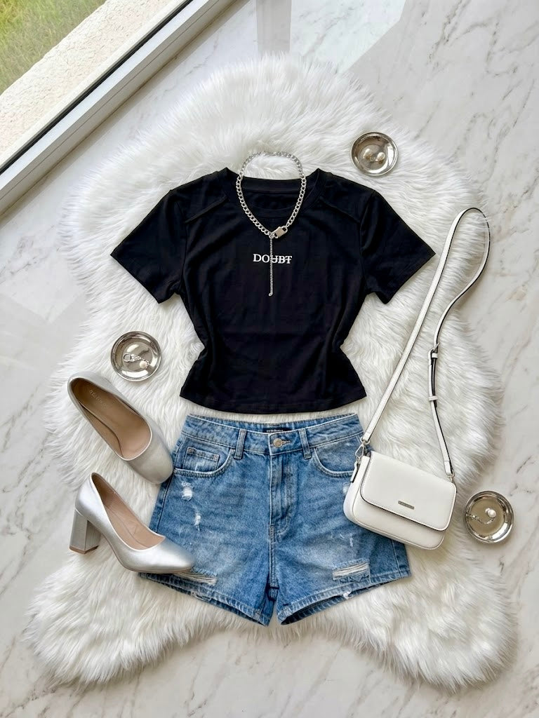 Pankh Hilton Crop Tee With Detachable Chain T-shirt