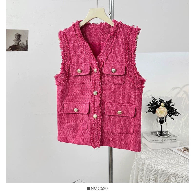 Pankh Ronnie Sleeveless Tweed Blazer Jacket