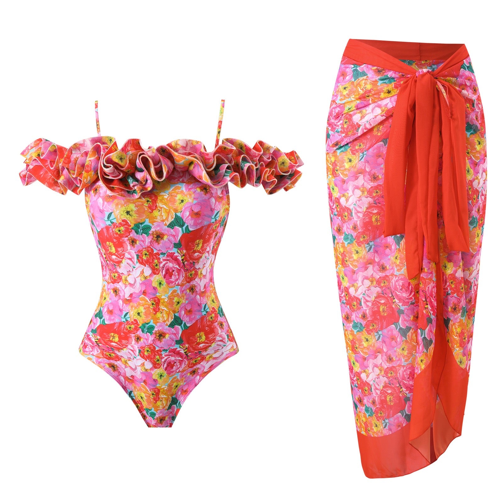 Pankh Ikyasa Floral Monokini & Coverup Set