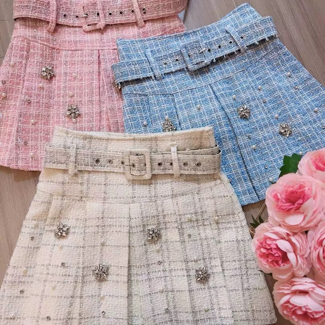 Pankh Shelly Luxe Tweed Embellished Winter Party Wear Skort/Skirt