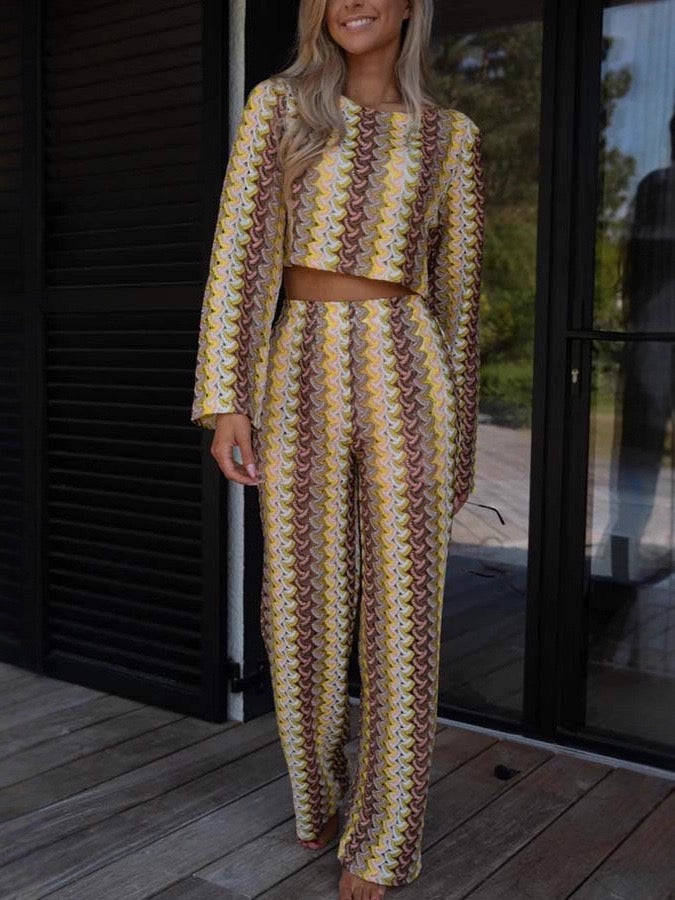 Pankh Odil Crochet Crop Top & Pants Resort Wear Coord Set