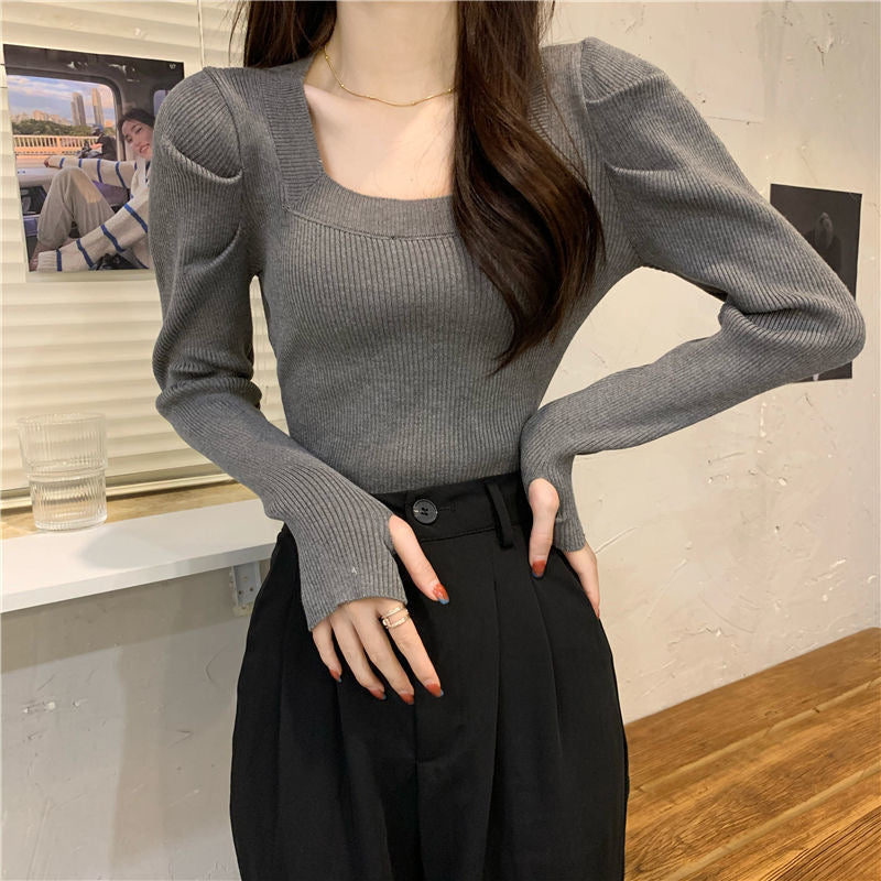 Pankh Wemby Knit Top with Thumbhole Long and Puff Sleeve