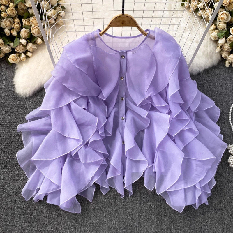 Pankh Sisi Ruffle Organza Shirt Top