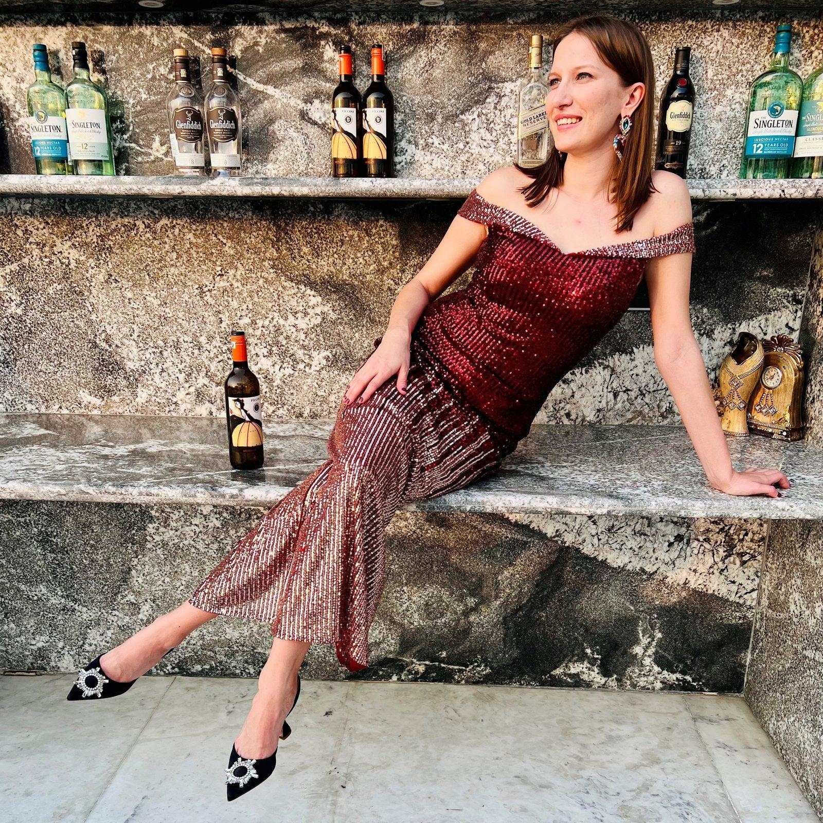 Pankh Pakiza Custom Made Sequin Party Cocktail Maxi Dress