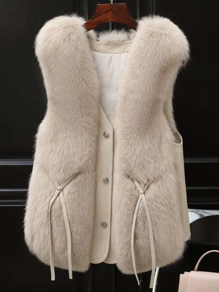 Pankh Rudy Fur and Leather Sleeveless Formal Jacket