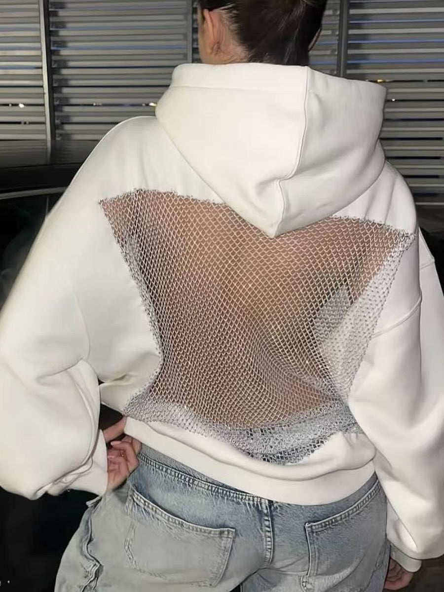 Pankh Huzu Shimmer Net Hoodie