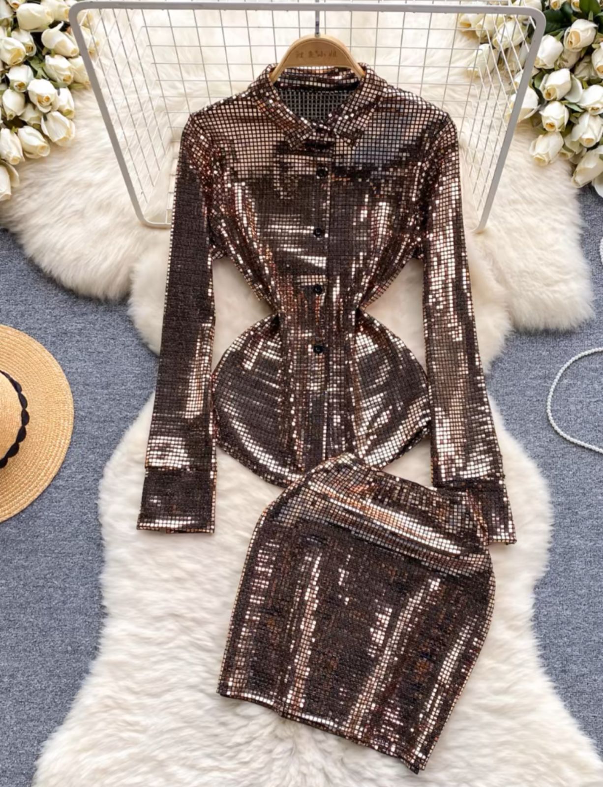 Pankh Araz Party Wear Shimmer Shirt and Skirt Coord