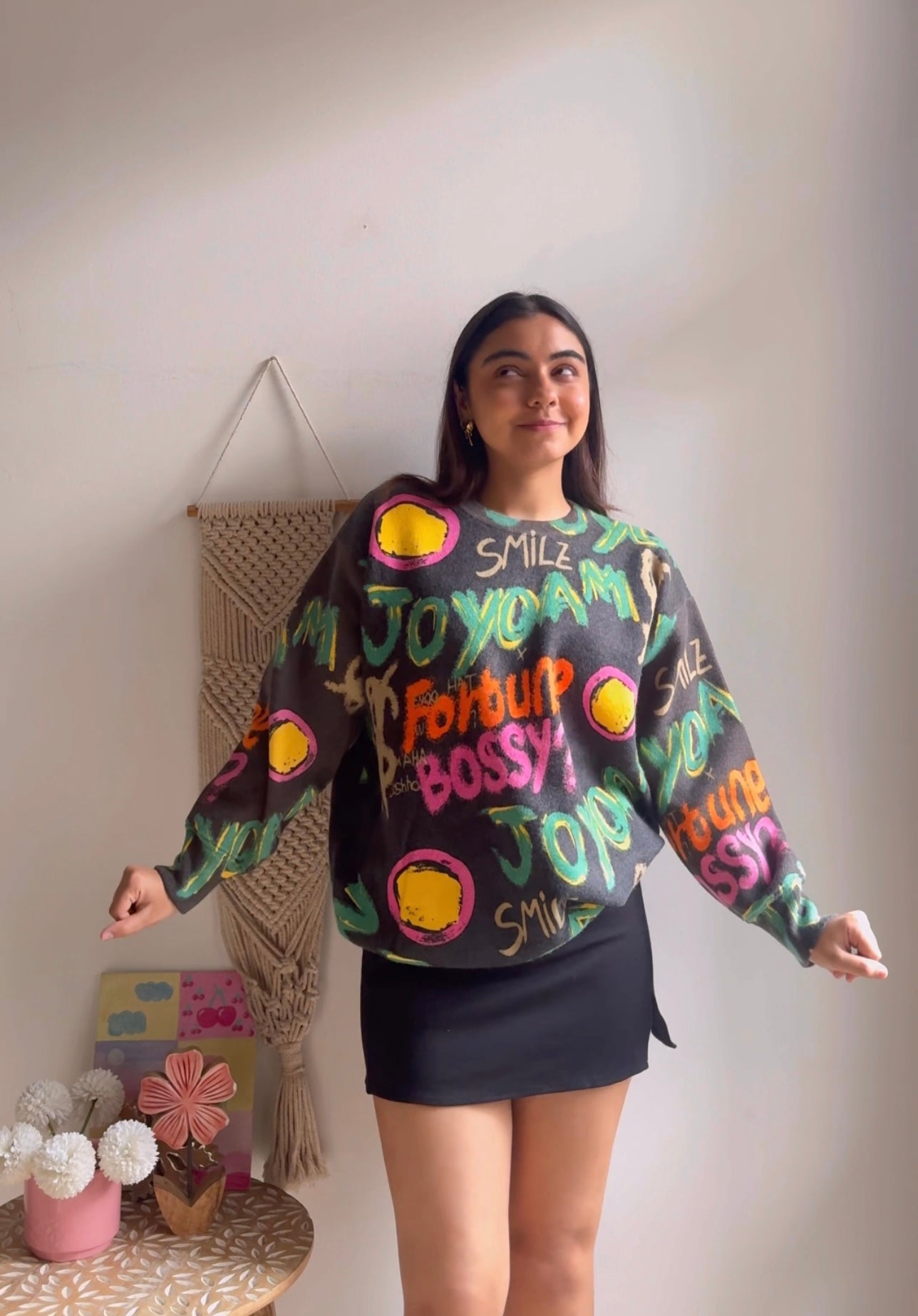 Pankh Ava Colorful Print Soft Wool Sweater Top