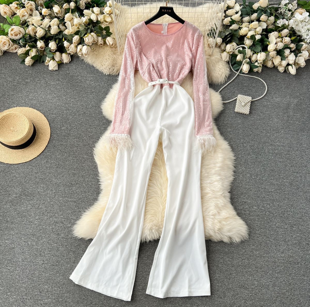 Pankh Hailey Sequin and Fur Party Wear Jumpsuit