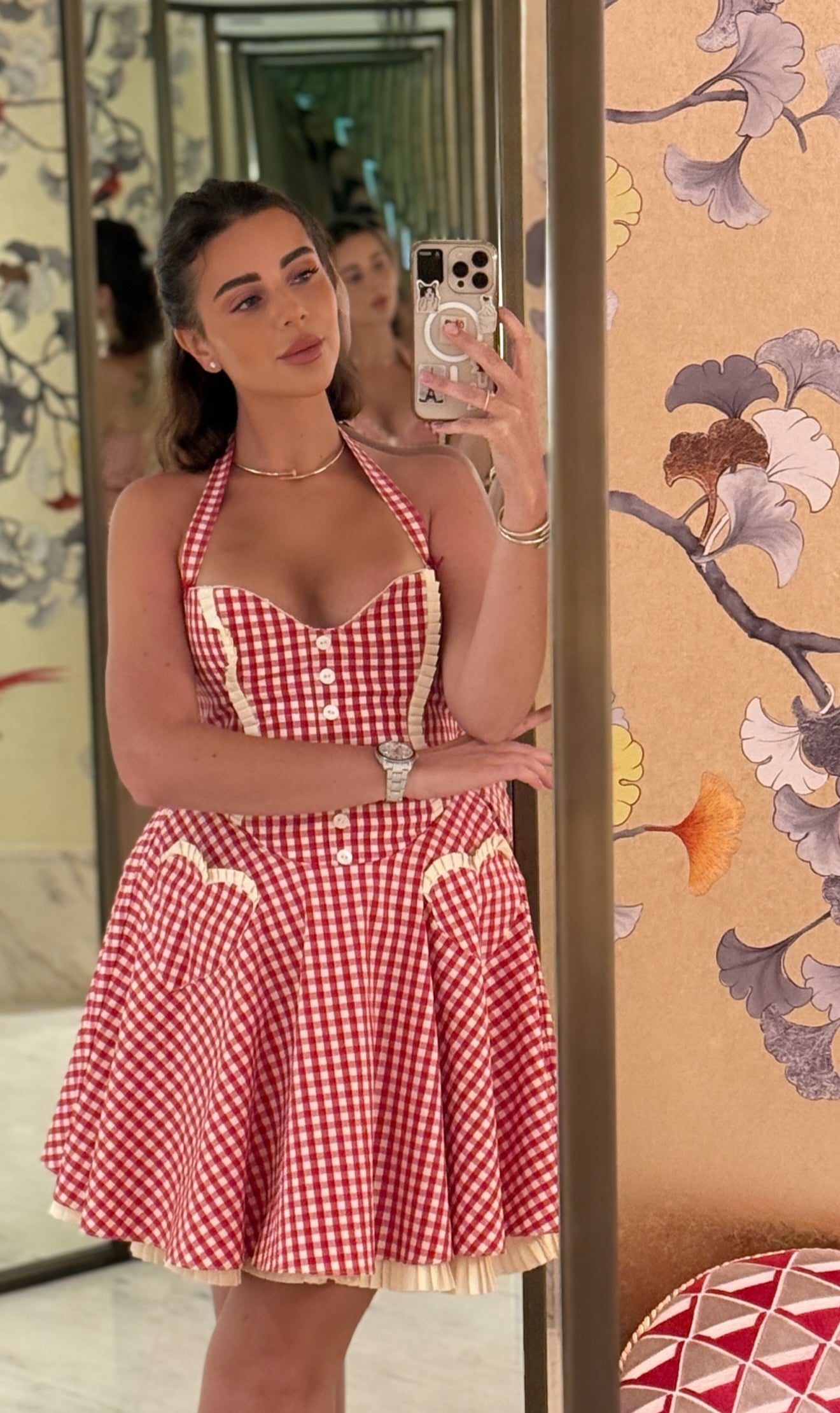 Pankh Serry Halter Neck Flaired Gingham Dress