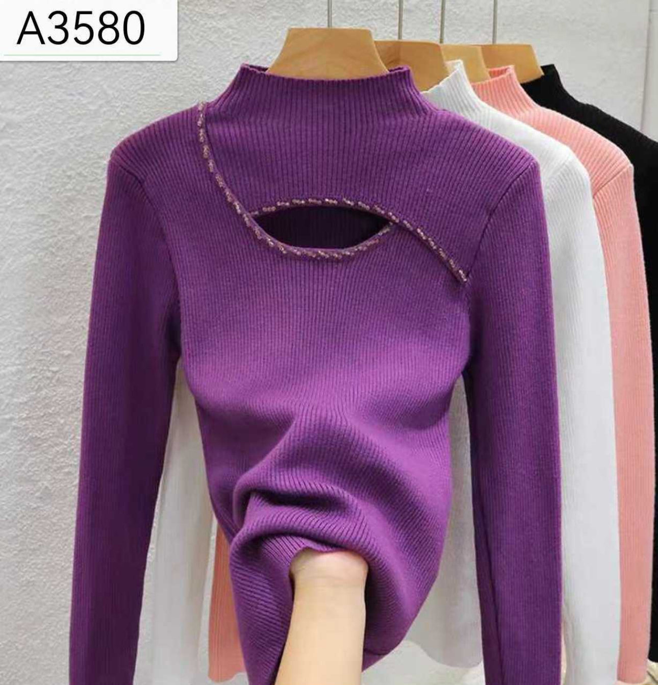 Pankh Ira Stylish Stone Embellished Neck Knit Wool Party Pullover Top