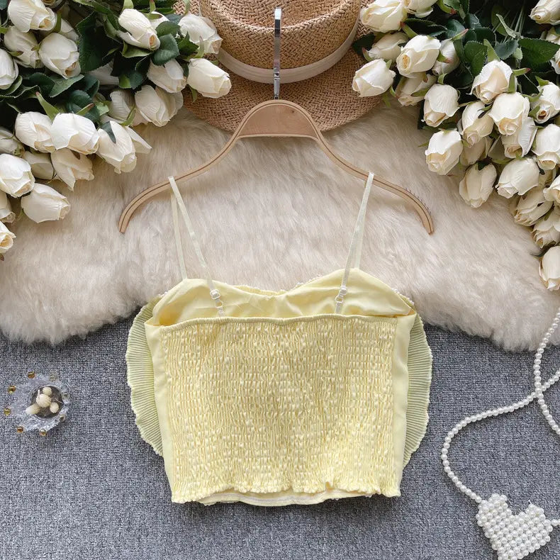 Pankh Frankie Pearl Embellished Beading Rose Strap Top