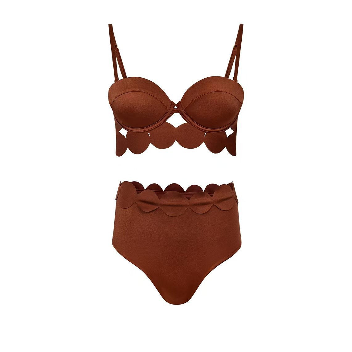 Pankh Kit Laser Cutting Three Peice Bikini Swimsuit With Split Skirt