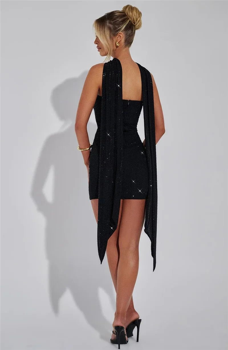 Pankh Derin Stone Work Bodycon Party Wear Dress (scarf not included)
