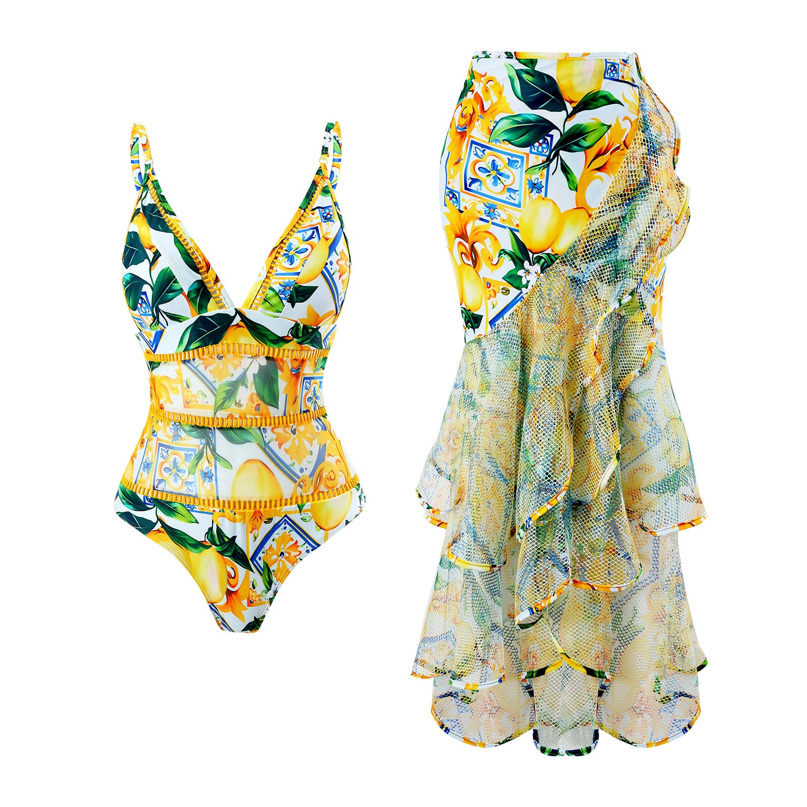 Pankh Rachel High Fashion padded Monokini and Sarong Skirt Set