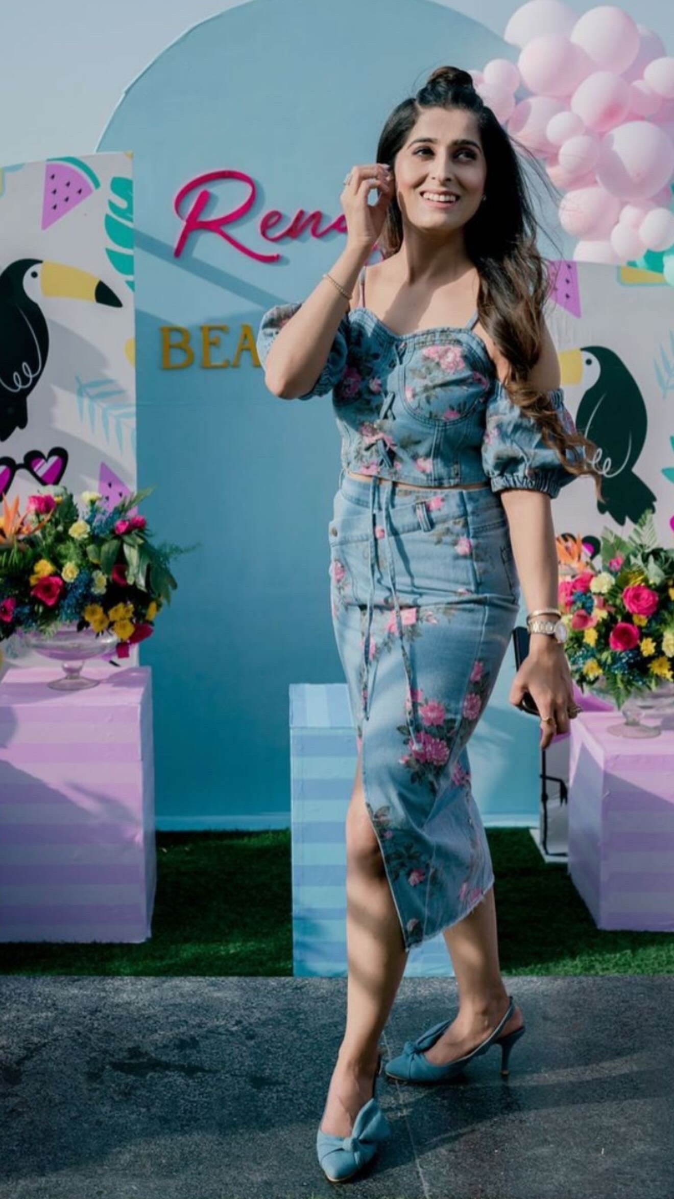 Pankh Elivs Printed Denim Coord with detachable sleeves